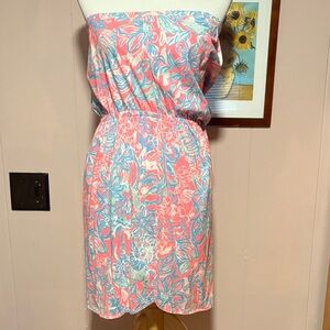 Lilly Pulitzer Strapless Dress - Pink and Blue